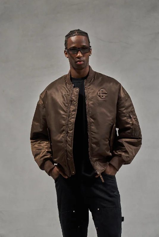 Best deals on men’s clothing – Sale ends soon, shop today!  OVERSIZED EMBLEM BOMBER JACKET - BROWN